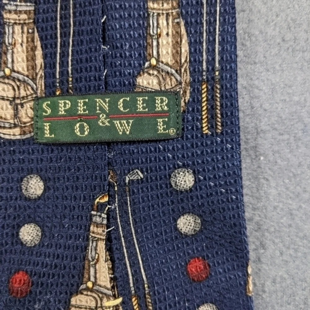 Golf‎ Neck Tie Spencer & Lowe imported silk blue